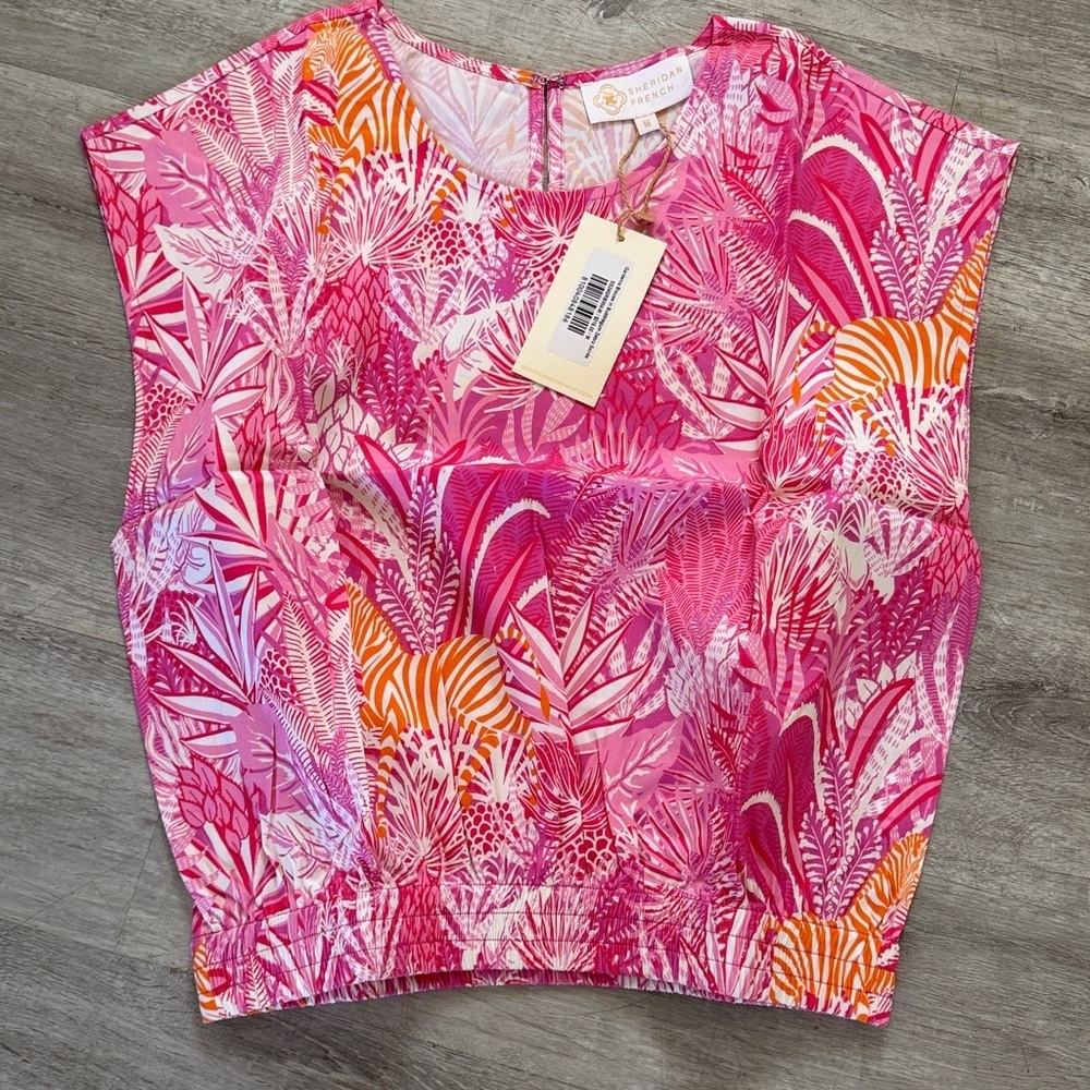 Sheridan French Gardenia Blouse – Bubblegum Zebra Soirée – NWT Sz Medium